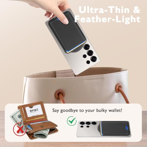 Magnetic Card Holder | Compatible with Magsafe Wallet | for Samsung Galaxy A23 S24 Ultra N52 | Fits 3 Cards