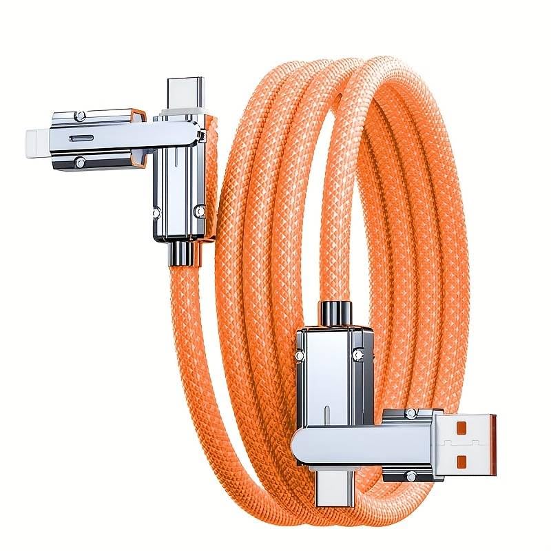 100W 4‑in‑1 Fast Charging Cable – Heavy Duty Nylon – 480Mbps Data Sync [3.3ft/1m]