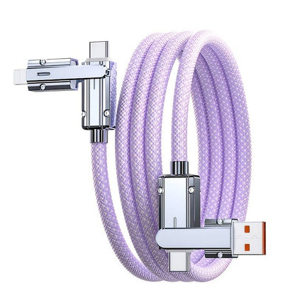 100W 4‑in‑1 Fast Charging Cable – Heavy Duty Nylon – 480Mbps Data Sync [3.3ft/1m]