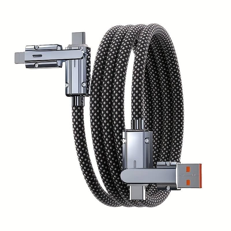 100W 4‑in‑1 Fast Charging Cable – Heavy Duty Nylon – 480Mbps Data Sync [3.3ft/1m]