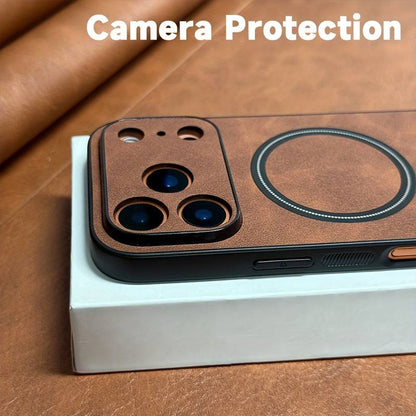 Luxury Magnetic Retro Leather Case for iPhone 14 Pro, MagSafe Shockproof Cover