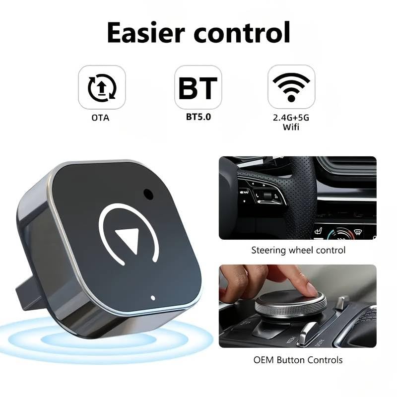 Wireless CarPlay & AndroidAuto Adapter - Upgrade Your Wired CarPlay/AndroidAuto to Wireless - Mini USB Design for Cars with Built-in Wired Apple CarPlay or Android Auto - Seamless Use