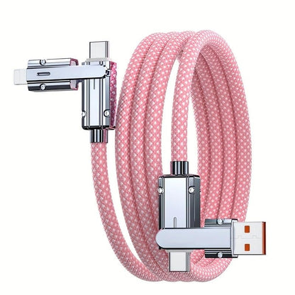 100W 4‑in‑1 Fast Charging Cable – Heavy Duty Nylon – 480Mbps Data Sync [3.3ft/1m]