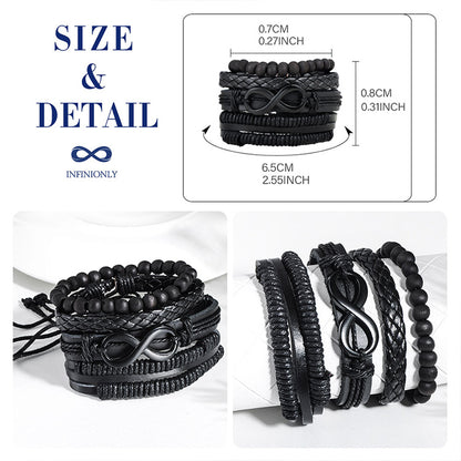Handwoven Braided, Beaded & Infinity Symbol Adjustable Wristband Bracelets