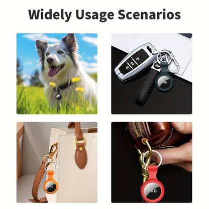 4 Pack | Silicone Protective Case with Keychain Compatible with Apple AirTag