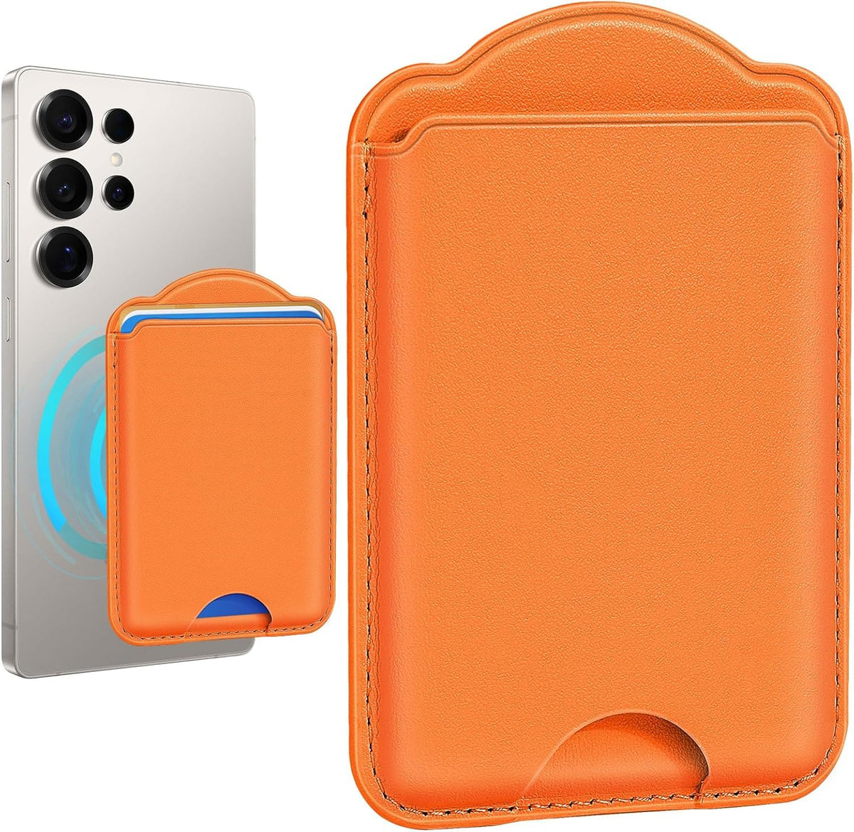Magnetic Card Holder | Compatible with Magsafe Wallet | for Samsung Galaxy A23 S24 Ultra N52 | Fits 3 Cards