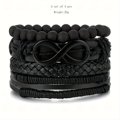 Handwoven Braided, Beaded & Infinity Symbol Adjustable Wristband Bracelets