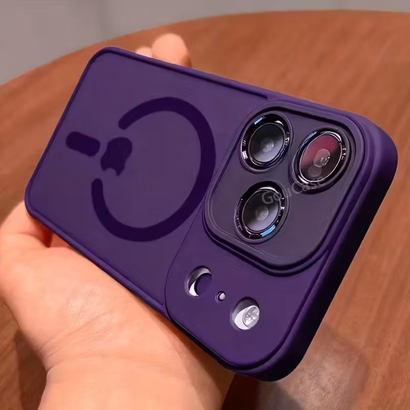 [PURPLE] Luxury Magnetic Matte Armor Wireless Charging Phone 14 Pro Case