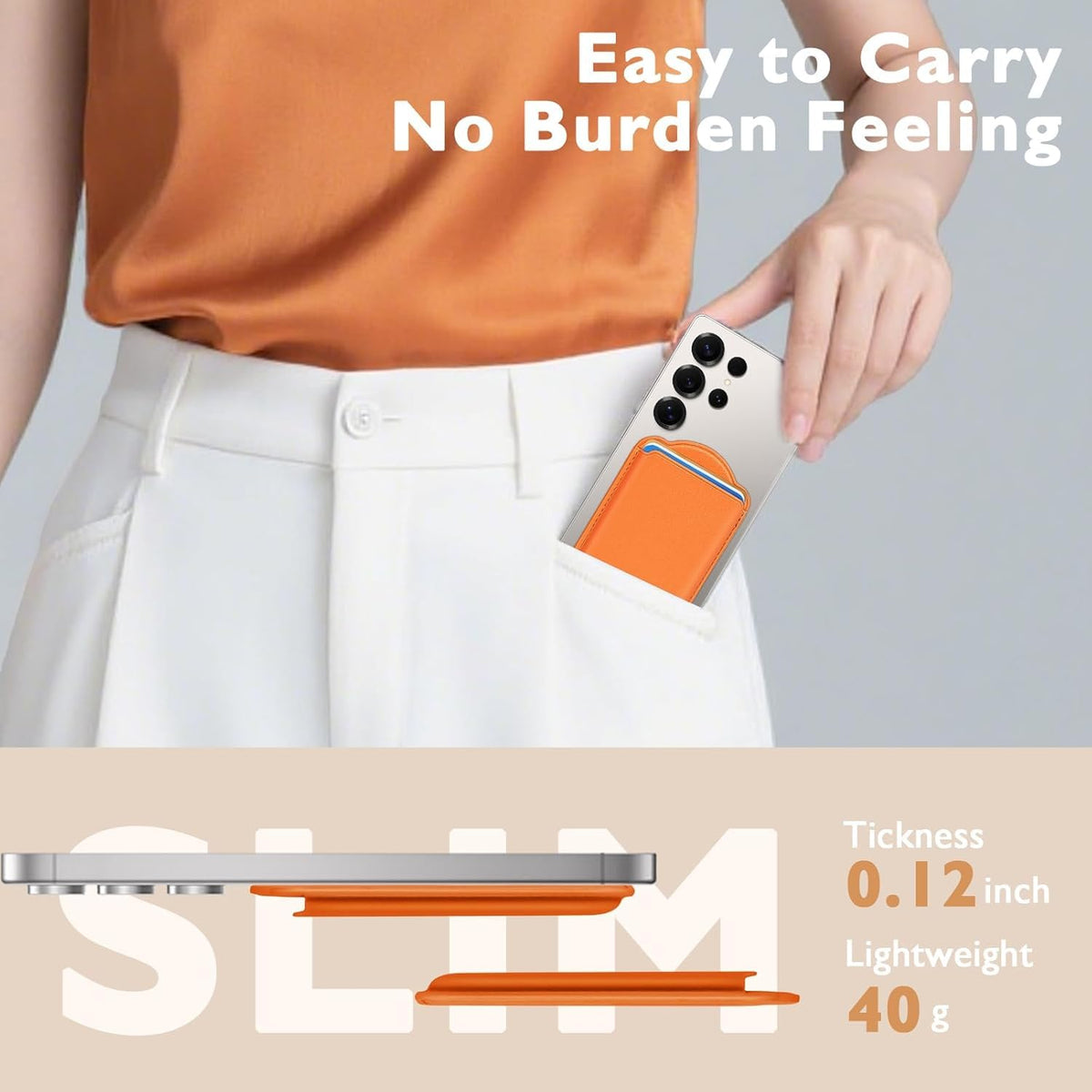 Magnetic Card Holder | Compatible with Magsafe Wallet | for Samsung Galaxy A23 S24 Ultra N52 | Fits 3 Cards