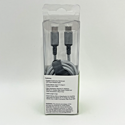 PowerXcel Type-C to Type-C 6ft Charge & Sync Cable - Power Delivery 60W